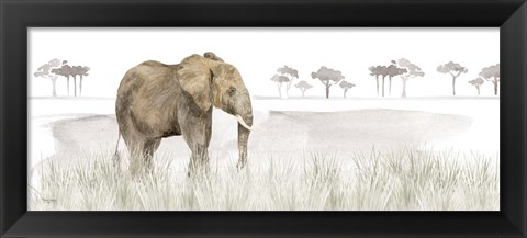 Framed Serengeti Elephant horizontal panel Print