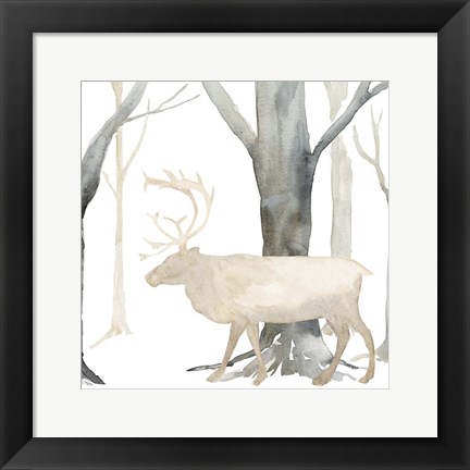 Framed Winter Forest Elk Print