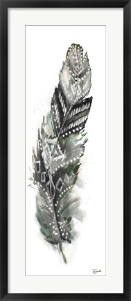 Framed Tribal Feather Neutral Panel II Print