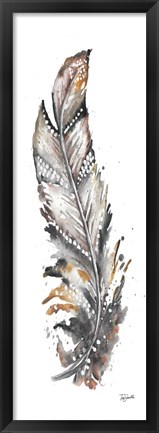 Framed Tribal Feather Neutral Panel III Print