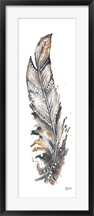 Framed Tribal Feather Neutral Panel III Print