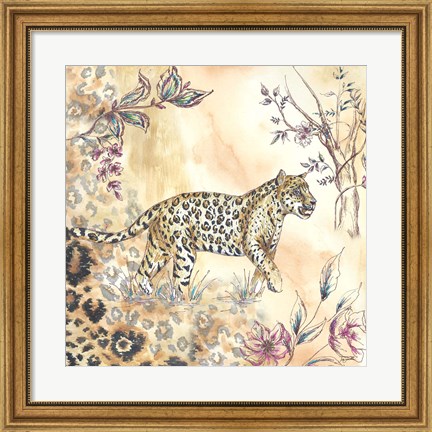 Framed Leopard on Neutral II Print