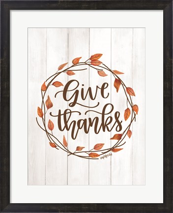 Framed Give Thanks Wreath Print