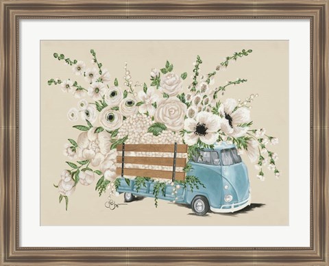 Framed VW Bus White Print