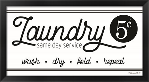 Framed Laundry Same Day Service Print