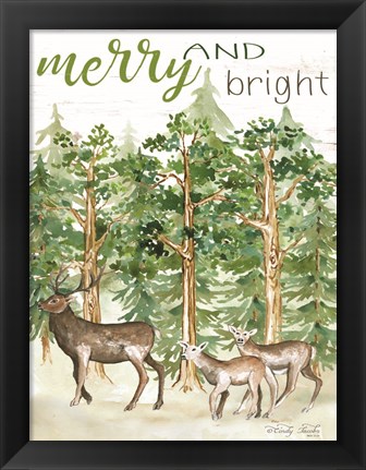 Framed Merry &amp; Bright Deer Print