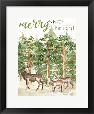 Framed Merry &amp; Bright Deer Print