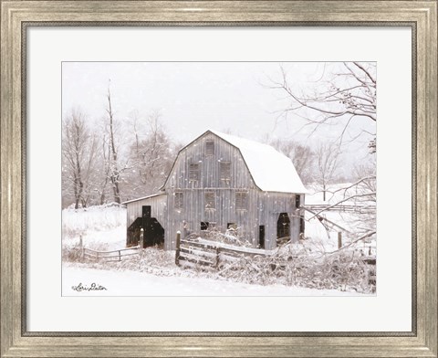 Framed Blue Tinted Barn Print