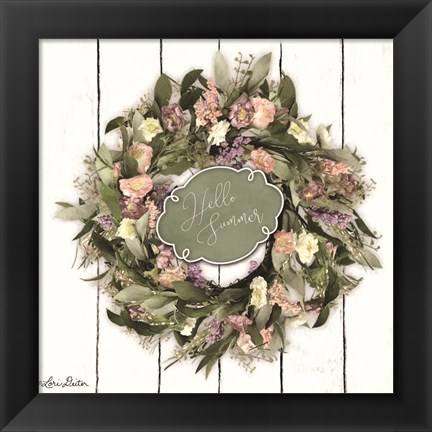 Framed Hello Summer Wreath Print