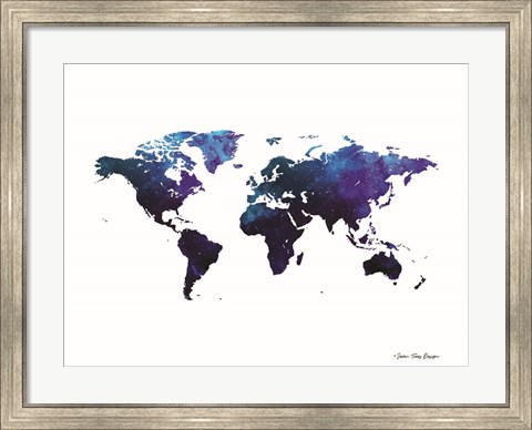 Framed Space Watercolor World Print