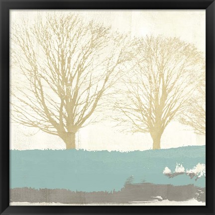 Framed Tree Lines Gold Print