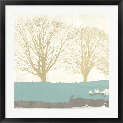 Framed Tree Lines Gold Print