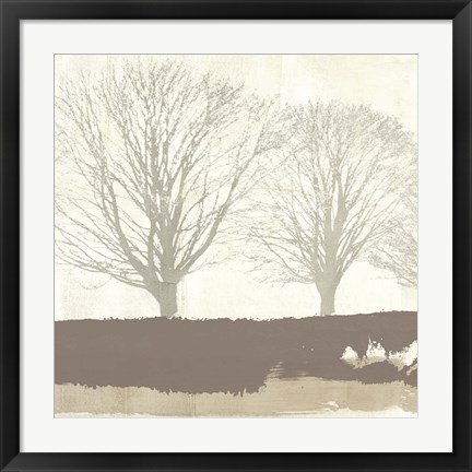 Framed Tree Lines Neutral Print