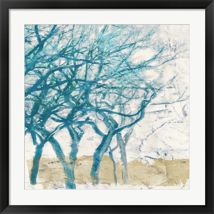 Framed Turquoise Trees I Print