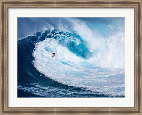 Framed Surfing the Big Wave, Tasmania Print