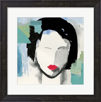 Framed Girl with Red Stripes II Print