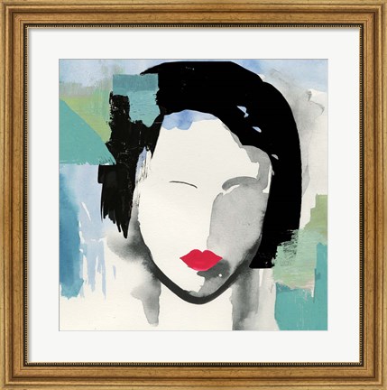 Framed Girl with Red Stripes II Print