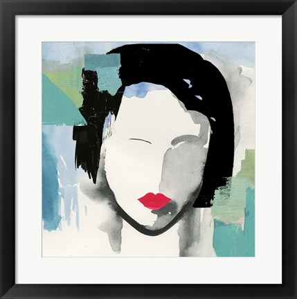 Framed Girl with Red Stripes II Print