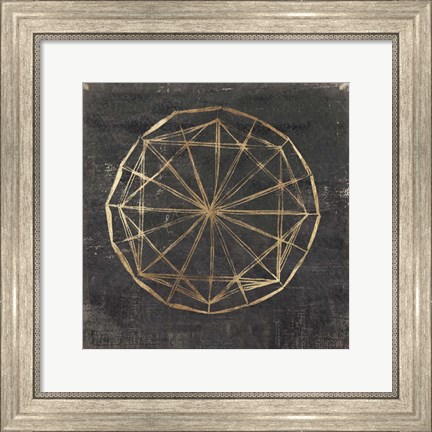 Framed Golden Wheel I Print