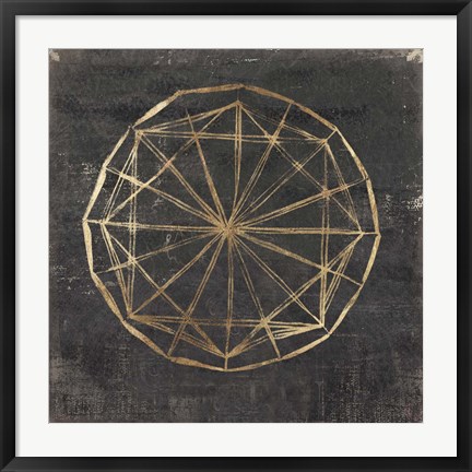 Framed Golden Wheel I Print