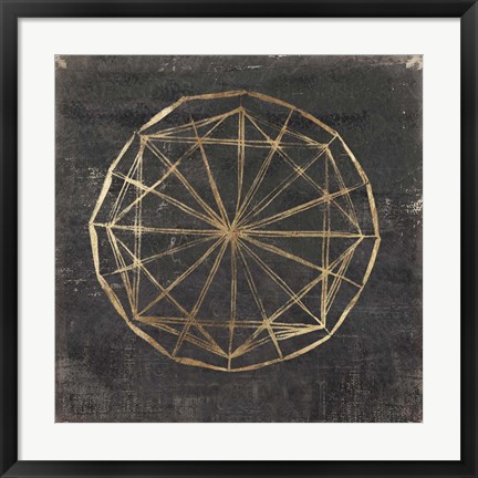 Framed Golden Wheel I Print