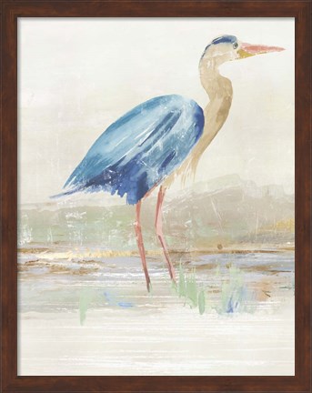 Framed Heron in Lake Print