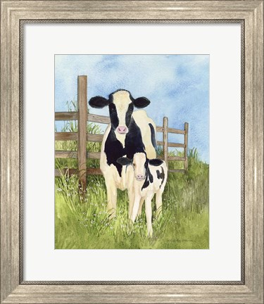 Framed Farm Family Cows Print