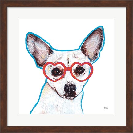 Framed Bespectacled Pet I Print