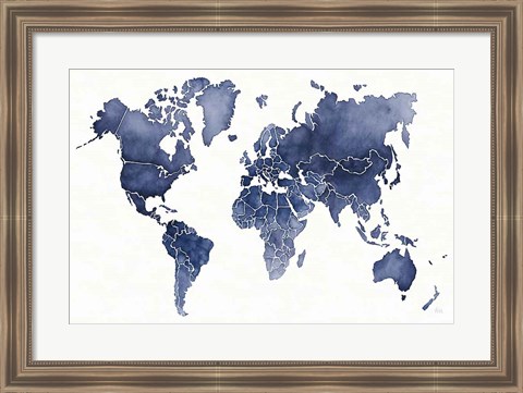 Framed Watercolor Wanderlust Indigo Print