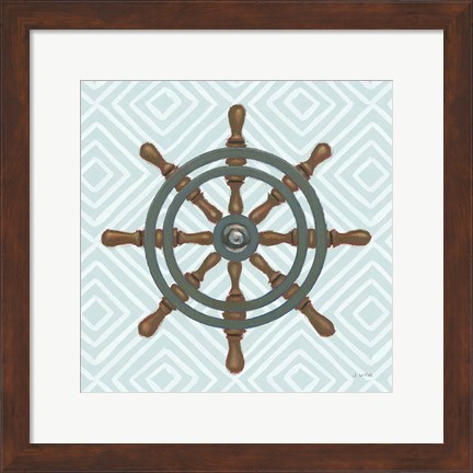 Framed Day at Sea IV Aqua Print