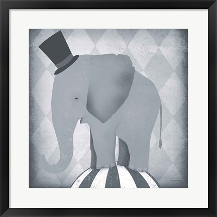 Framed Circus Elephant Gray Print