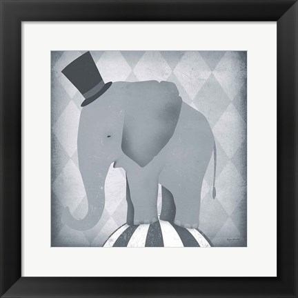 Framed Circus Elephant Gray Print