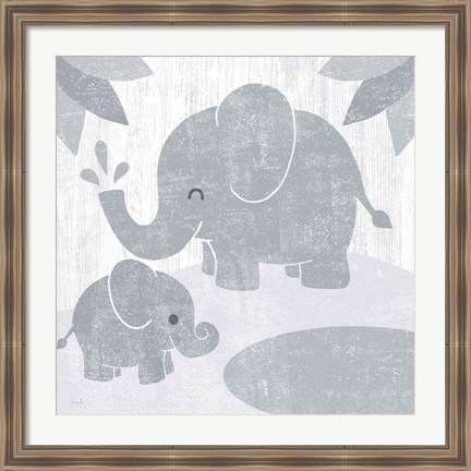 Framed Safari Fun Elephant Gray no Border Print