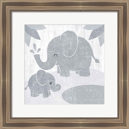 Framed Safari Fun Elephant Gray no Border Print