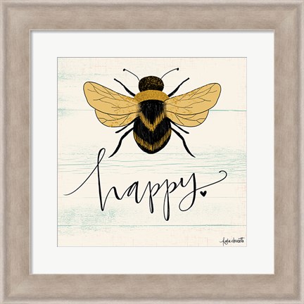 Framed Bee Happy Print