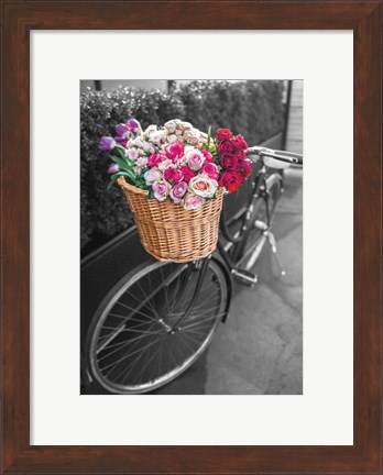 Framed Basket of Flowers I Print