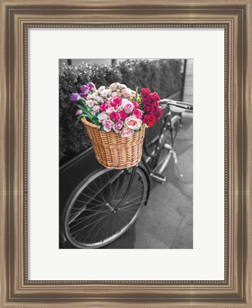 Framed Basket of Flowers I Print