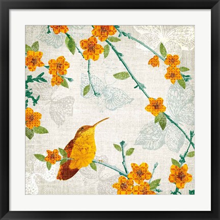 Framed Birds and Butterflies III Print