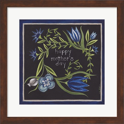 Framed Blue Flowers II Print