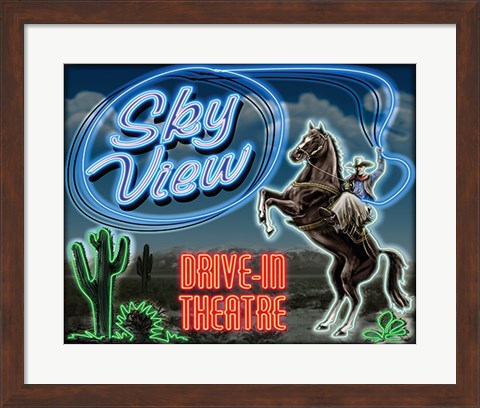 Framed Skyview Drive In II Print