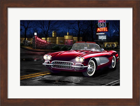 Framed Red Vette 66 Print