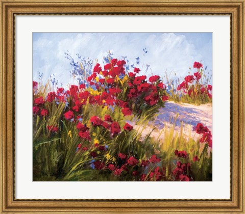 Framed Red Poppies and Wild Flowers Print