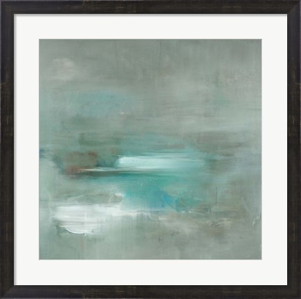 Framed Misty Pale Azura Sea Print