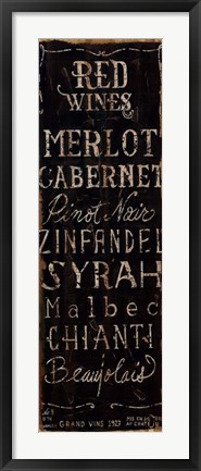 Framed Red Wines Print