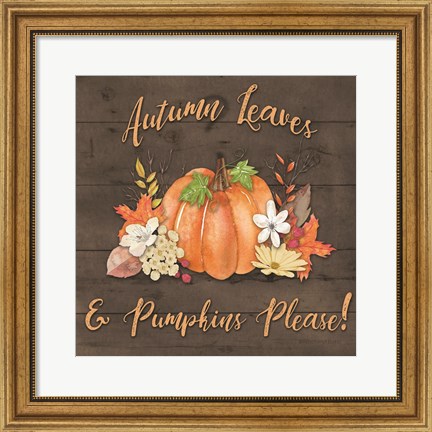 Framed Orange Pumpkin Floral Print