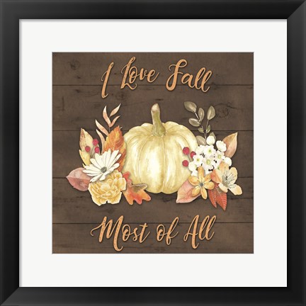 Framed Pale Pumpkin Floral Print