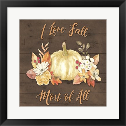 Framed Pale Pumpkin Floral Print