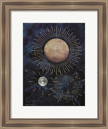 Framed Gold Celestial Rays I Print