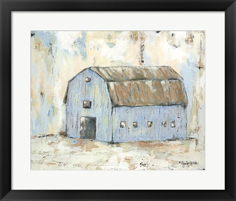 Framed Blue Barnyard Print