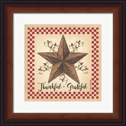 Framed Thankful Grateful Barnstar Print